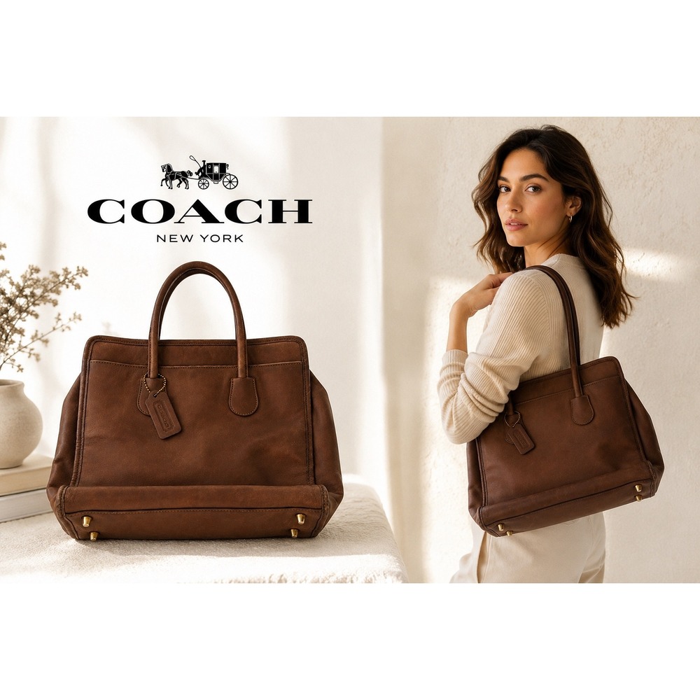 Vintage Coach A6C4172 USA Glove Tanned Leather Tote Briefcase Brown Bag RARE